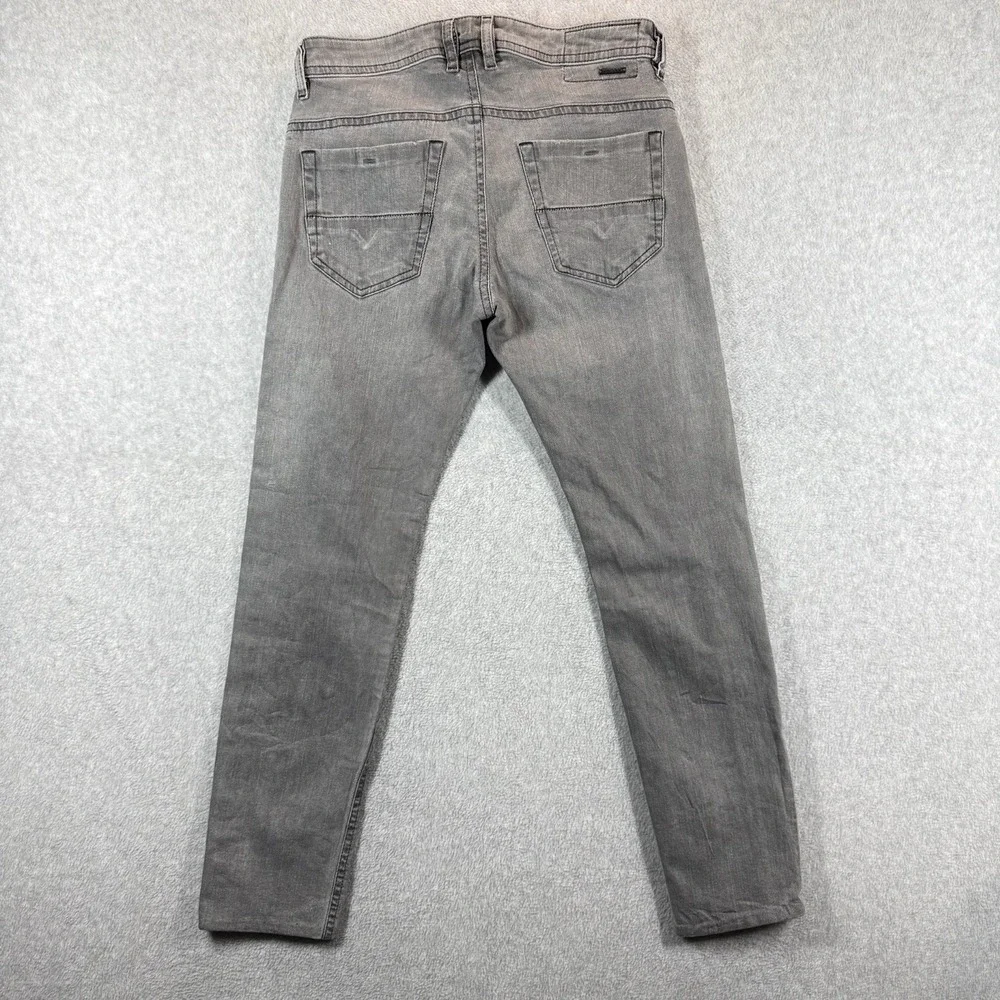 Diesel THOMMER Jeans Mens 30x29 Gray Stretch Denim Blue Lined Slim Skinny Hemmed